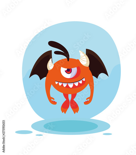 Orange monster cartoon design icon vector ilustration