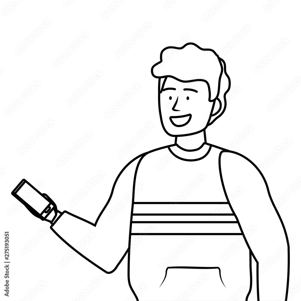 Avatar man with smartphone design Avatar man with smartphone design