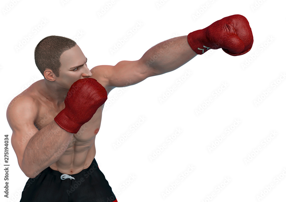 boxer cartoon right attack in a white background boxer cartoon right attack in a white background