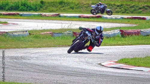 slow motion Motorcycle racing on motor track