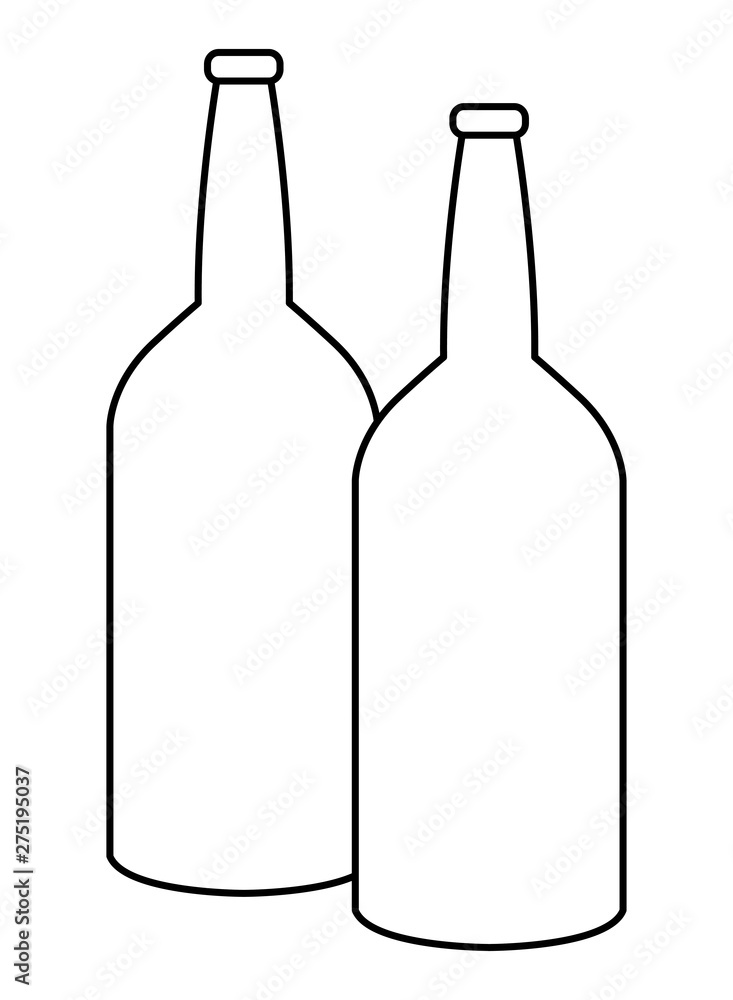 two glass bottle icon cartoon in black and white two glass bottle icon cartoon in black and white