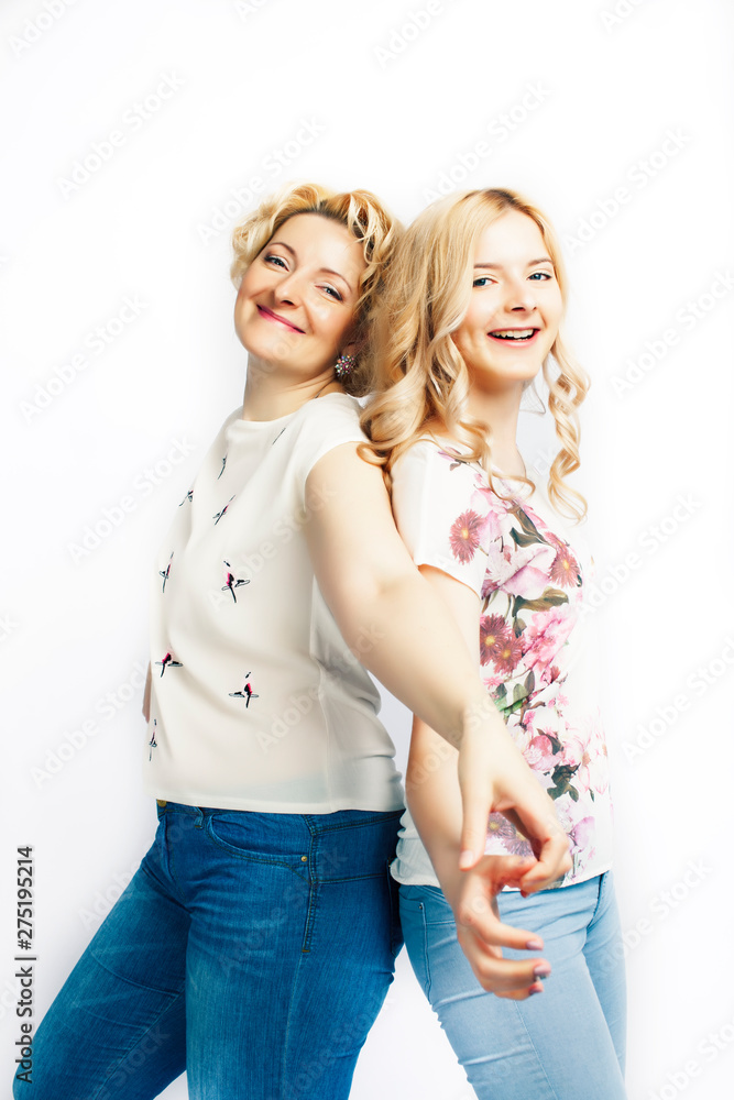 mother with daughter together posing happy smiling isolated on white background, lifestyle people concept mother with daughter together posing happy smiling isolated on white background, lifestyle people concept