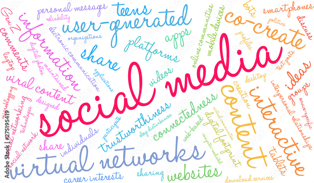 Social Media Word Cloud on a white background. Social Media Word Cloud on a white background.