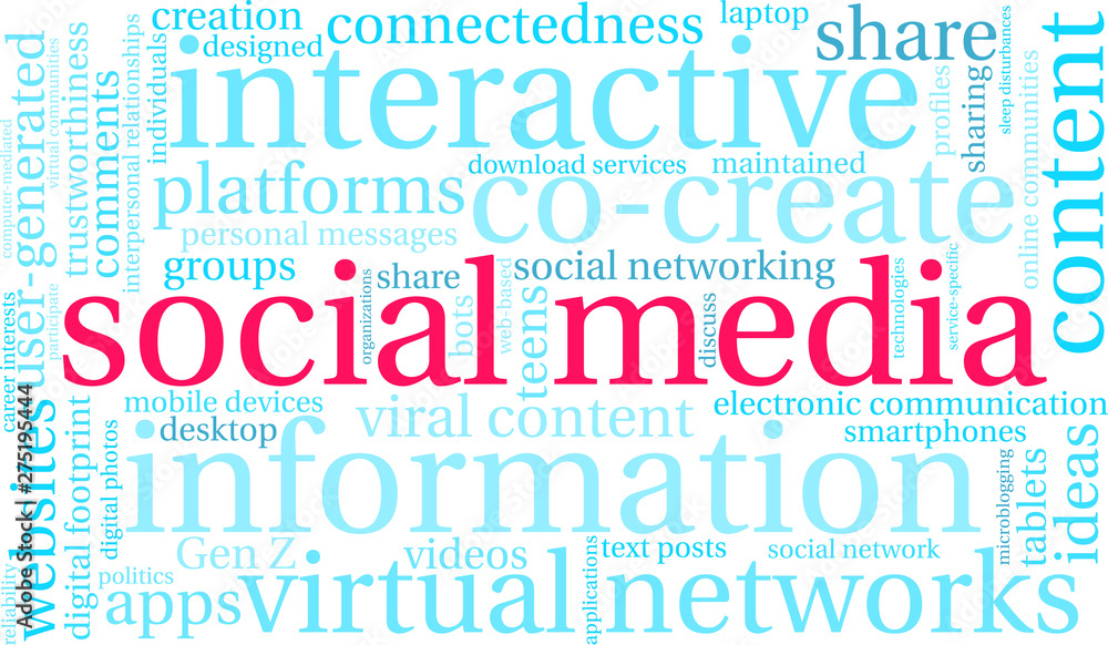 Social Media Word Cloud on a white background. Social Media Word Cloud on a white background.