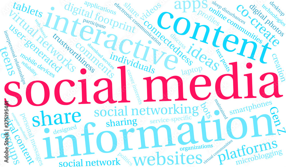 Social Media Word Cloud on a white background. Social Media Word Cloud on a white background.