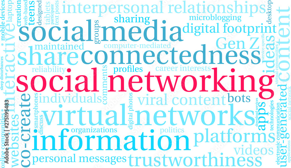 Social Networking Word Cloud on a white background. Social Networking Word Cloud on a white background.