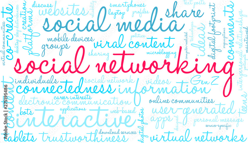 Social Networking Word Cloud on a white background. Social Networking Word Cloud on a white background.