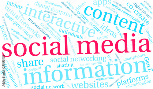Social Media Word Cloud on a white background. 