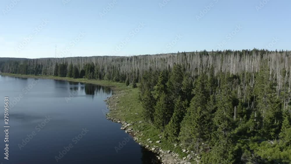 Aerial views of the Odertal artificial lake at Sunset Aerial views of the Odertal artificial lake at Sunset