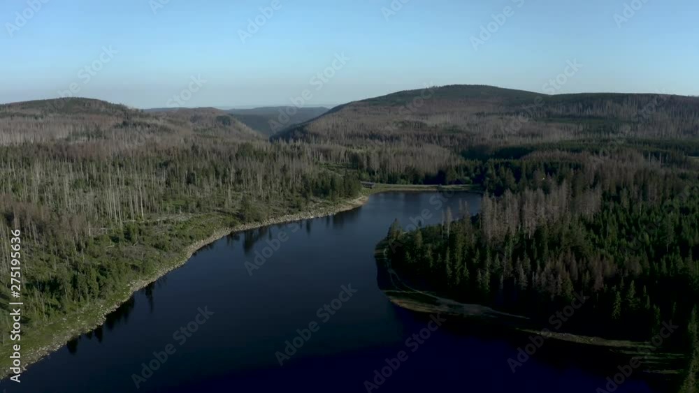 High Altitude scenic view of the Odertal in the Harz national forest in Germany High Altitude scenic view of the Odertal in the Harz national forest in Germany