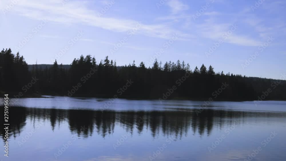 A scenic lake in the harz national forest at sunset A scenic lake in the harz national forest at sunset