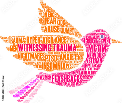 Witnessing Trauma Word Cloud on a white background. 