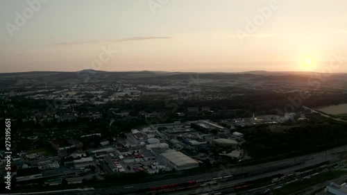 Drone Aerial views of Goettingen at sunset photo