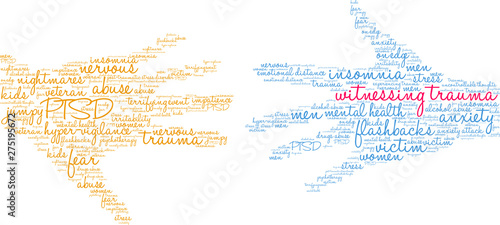 Witnessing Trauma Word Cloud on a white background. 