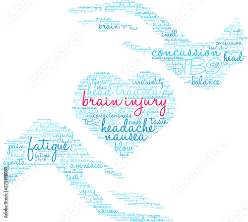 Brain Injury Word Cloud on a white background.  © arloo