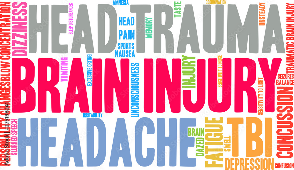 Brain Injury Word Cloud on a white background. Brain Injury Word Cloud on a white background.