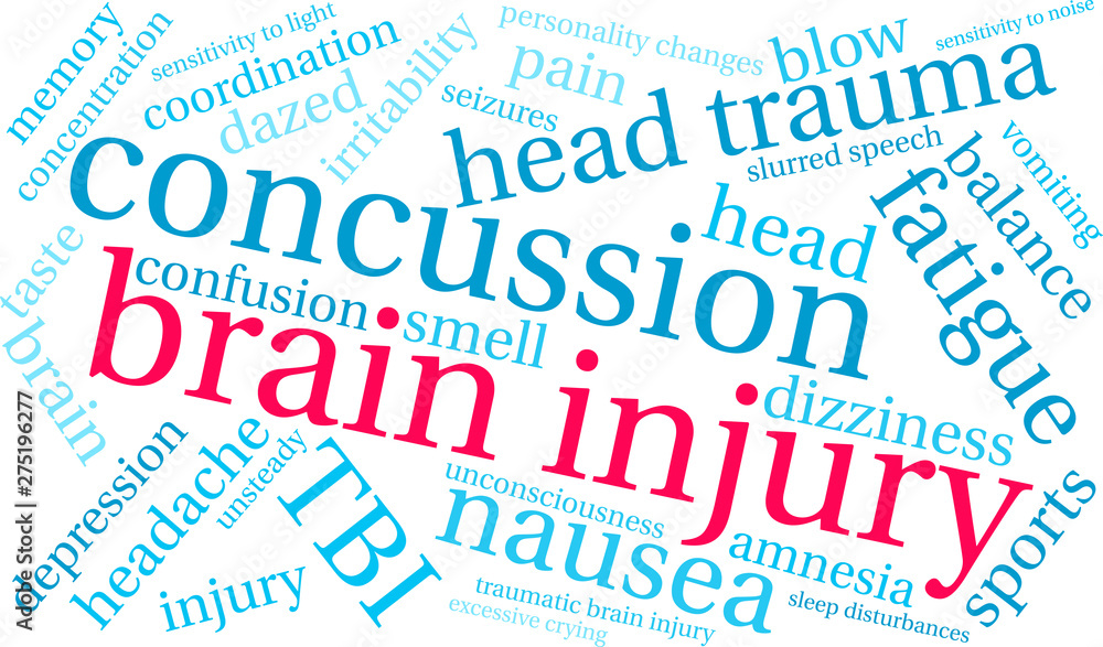 Brain Injury Word Cloud on a white background. Brain Injury Word Cloud on a white background.