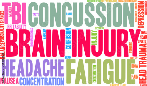 Brain Injury Word Cloud on a white background. 