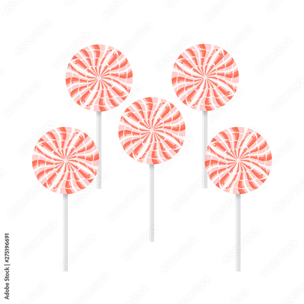 set of red and white lollipops isolated set of red and white lollipops isolated