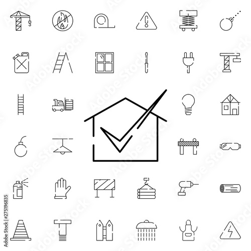 approval of the plan at home icon. Universal set of construction for website design and development, app development