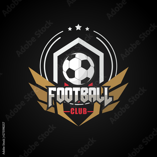 Soccer Football Badge Logo Design Templates   Sport Team Identity Vector Illustrations isolated on black Background