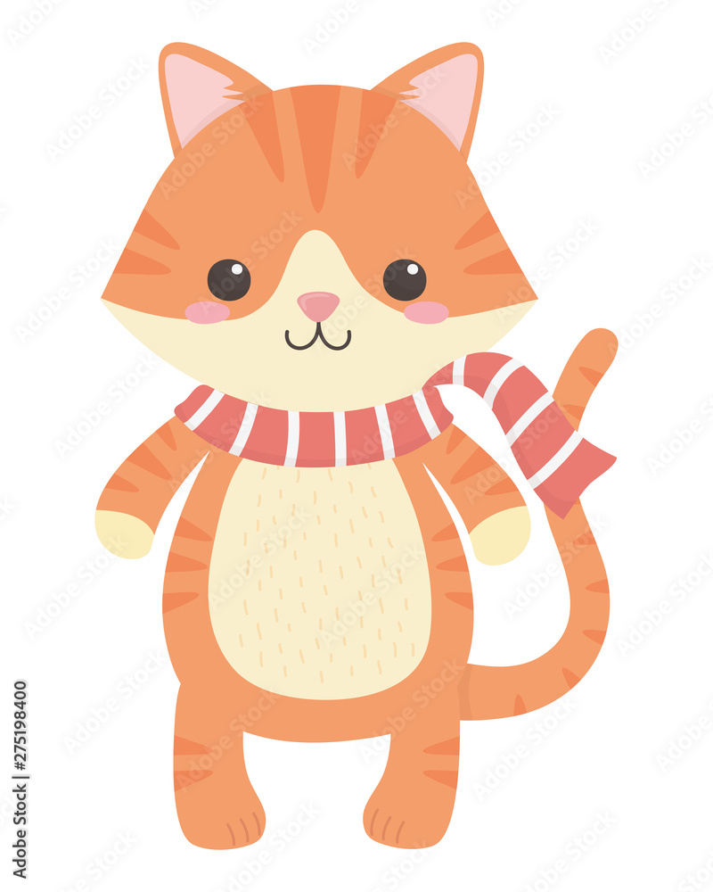 Fototapeta premium Cat cartoon with scarf design