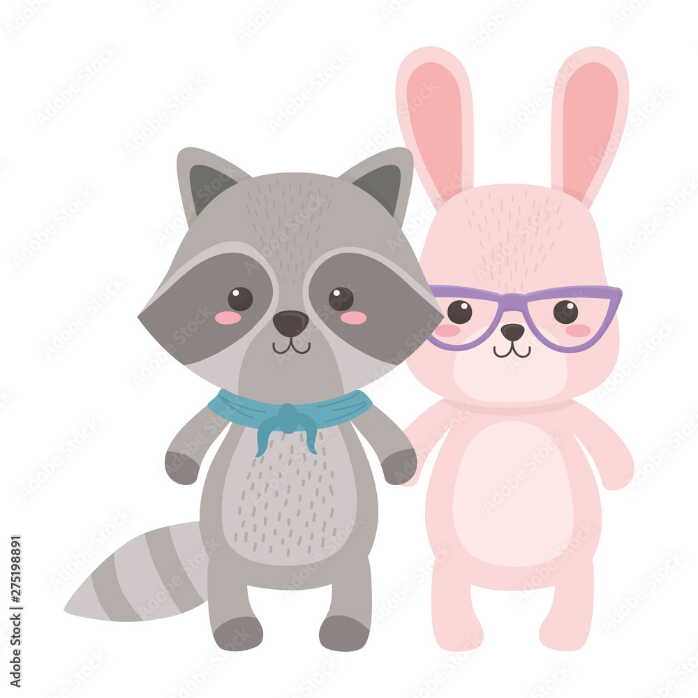 Rabbit and raccoon cartoon design