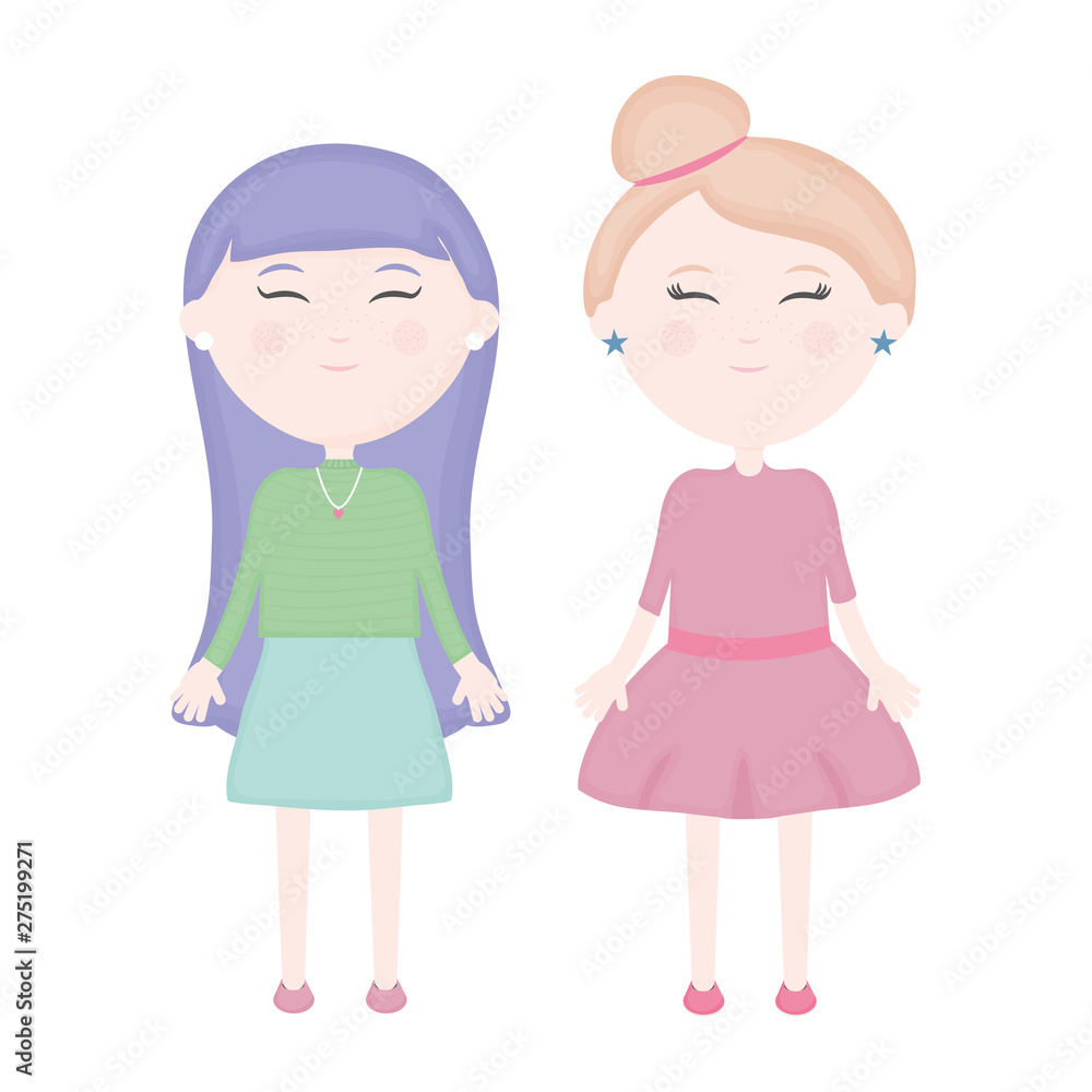cute girls characters vector illustrator cute girls characters vector illustrator