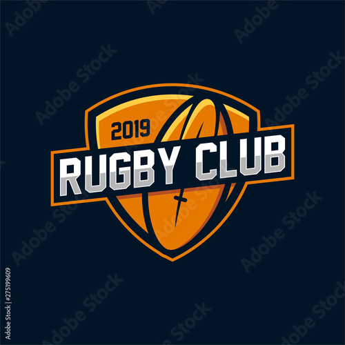 Rugby Logo with Emblem vector. American football Logo 