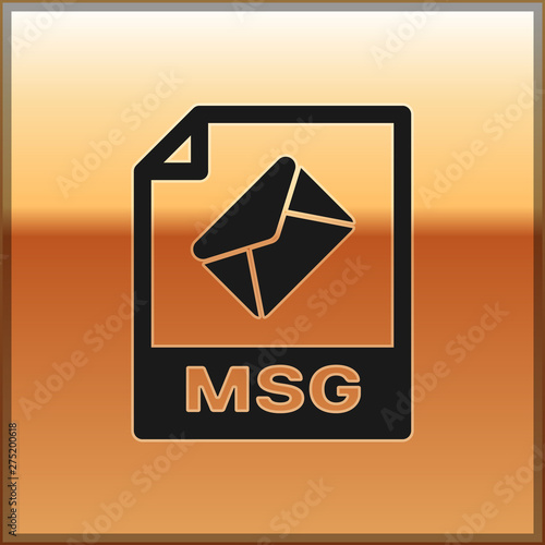 Black MSG file document icon. Download msg button icon isolated on gold background. MSG file symbol. Vector Illustration