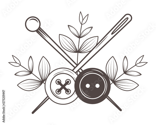Button and needle of tailor shop design