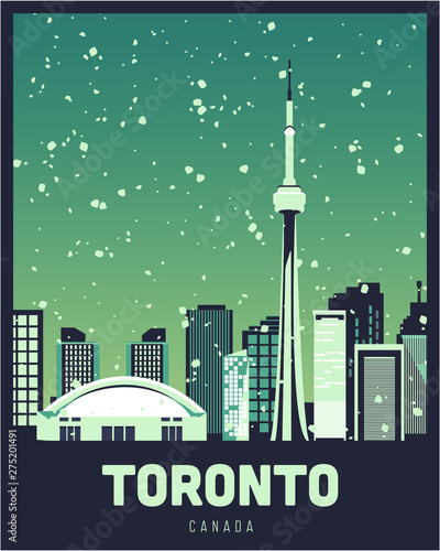 Toronto City Scape Illustration in Winter