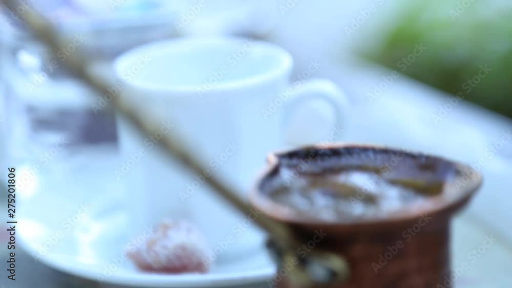Turkey coffee with cup and water Turkey coffee with cup and water
