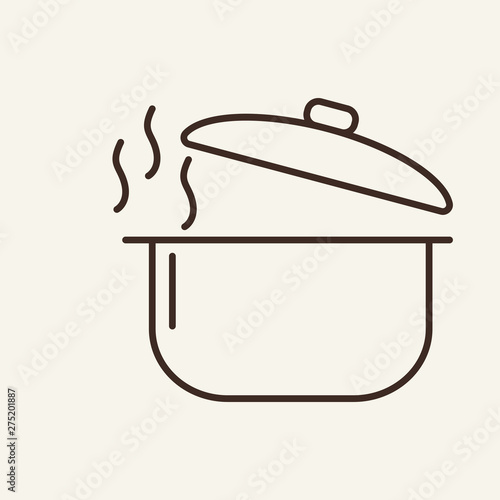 Steaming saucepan line icon