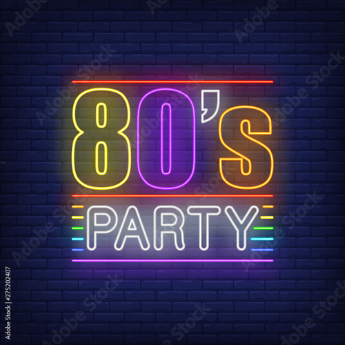 Eighties party neon lettering