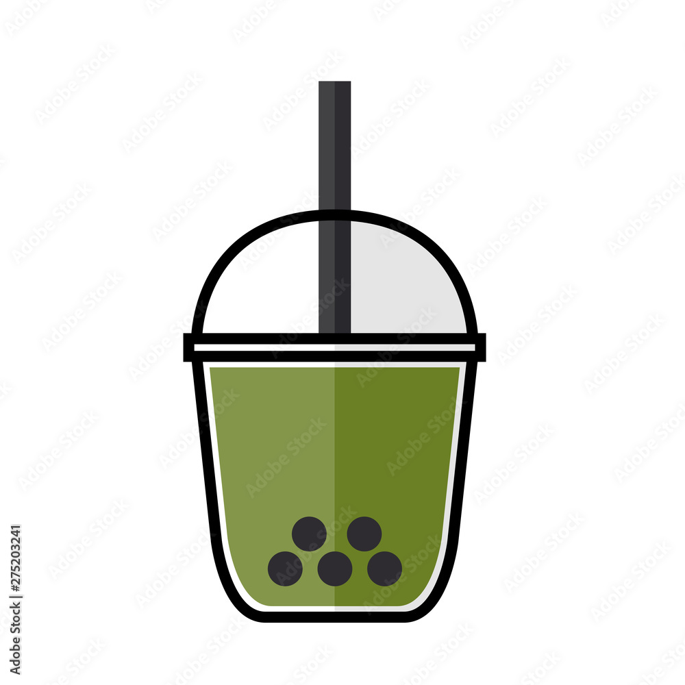 bubble green tea flat icon 