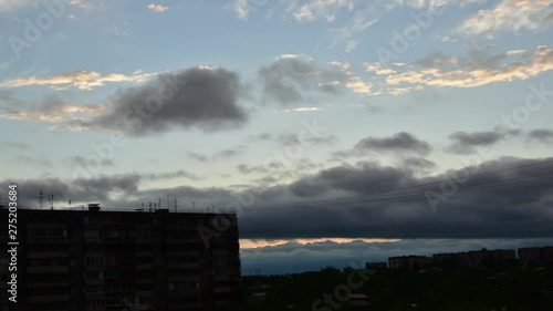 very beautiful evening sunset cloudy sky summer evening in the city