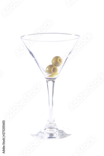 Empty glass with olives