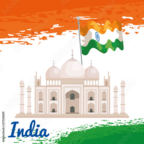 taj mahal with india flag patriotism