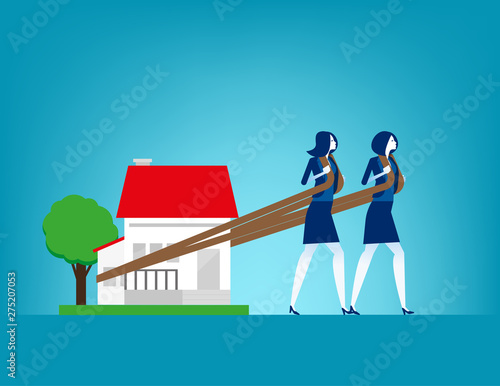 House loan. Concept finance and economy vector illustration, Relocation, Effort, Monving house.