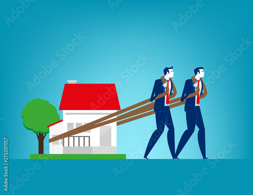 House loan. Concept finance and economy vector illustration, Relocation, Effort, Monving house.