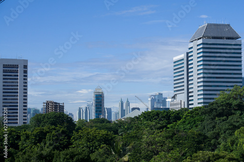 Jakarta city view from Gambir Station. Monas is landmark for Jakarta, Indonesia 