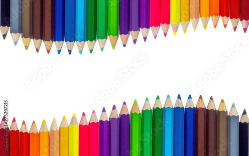 Color pencils wave on white background