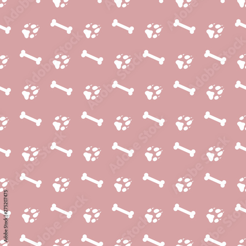 Seamless pattern with bones, dog tracks.
