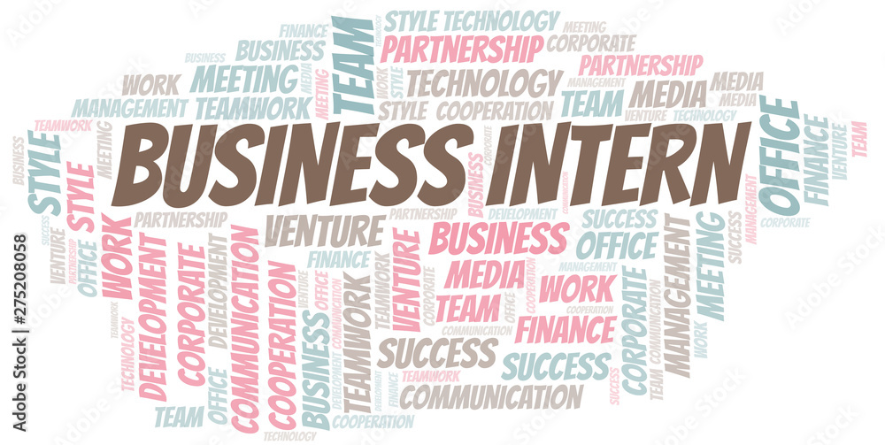 Fototapeta premium Business Intern word cloud. Collage made with text only.