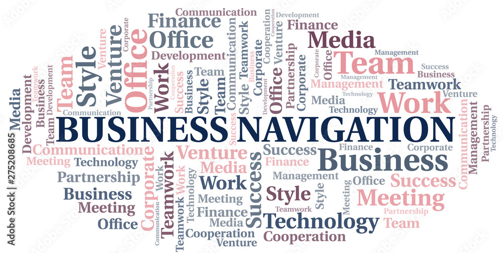 Fototapeta premium Business Navigation word cloud. Collage made with text only.