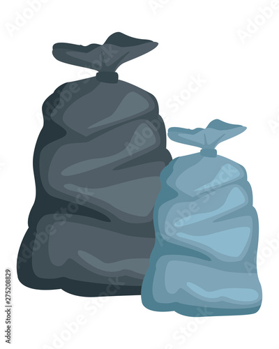 two garbage bag icon cartoon
