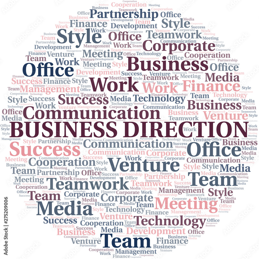 Business Direction word cloud. Collage made with text only. Business Direction word cloud. Collage made with text only.