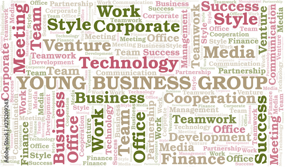 Fototapeta premium Young Business Group word cloud. Collage made with text only.
