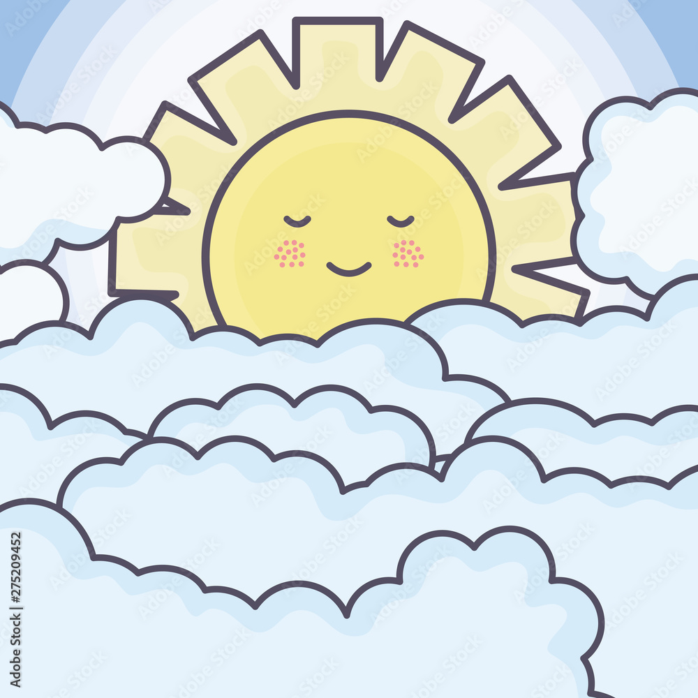 cute summer sun and clouds kawaii characters cute summer sun and clouds kawaii characters